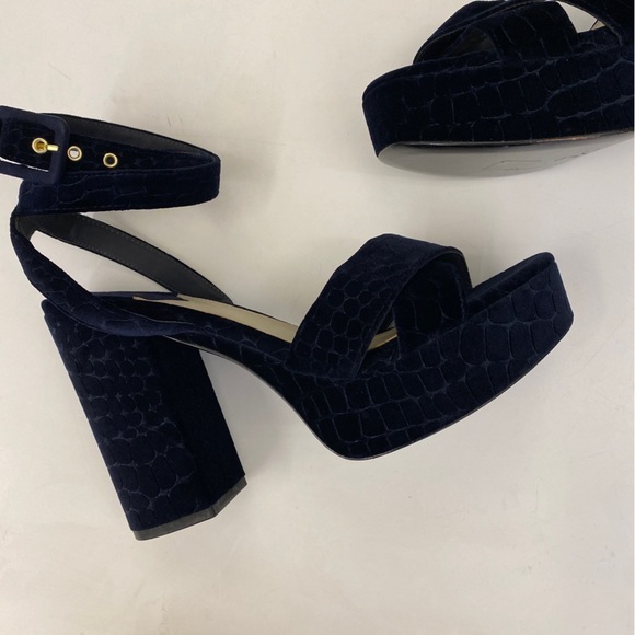 ASH || Boom Velvet Croc Embossed Platform Sandals Heels Midnight Navy 40 - Picture 3 of 11